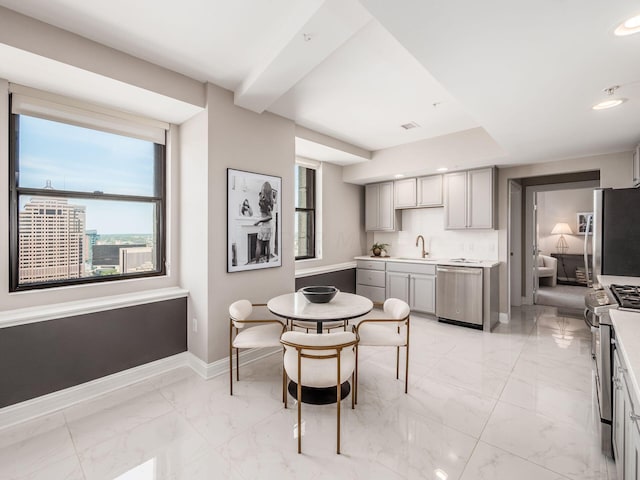 50 W Broad St Unit 2905, Columbus, OH 43215 - dining space featuring light marble finish flooring and recessed lighting