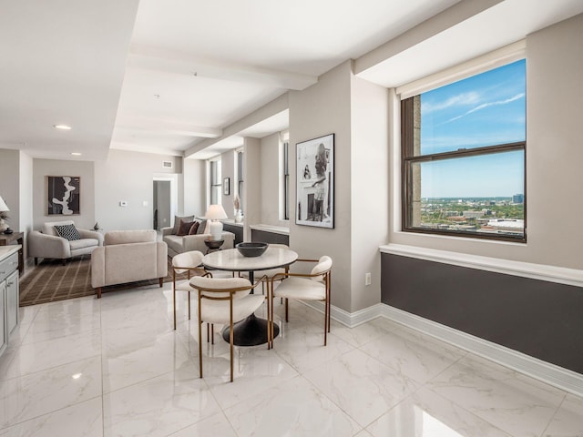50 W Broad St Unit 2905, Columbus, OH 43215 - dining room featuring light marble finish floors and recessed lighting