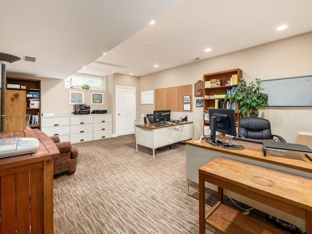 view of carpeted office space