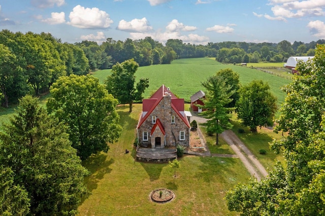 aerial view featuring a rural view