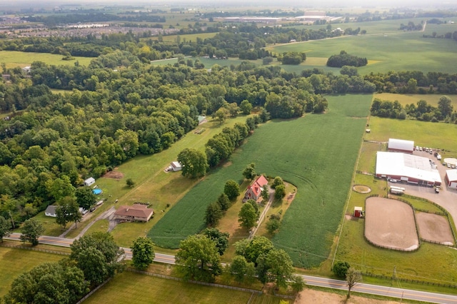 birds eye view of property featuring a rural view