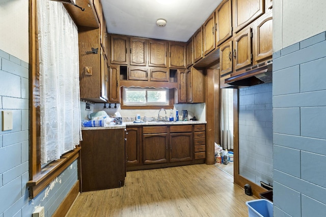 kitchen featuring light hardwood / wood-style floors and sink