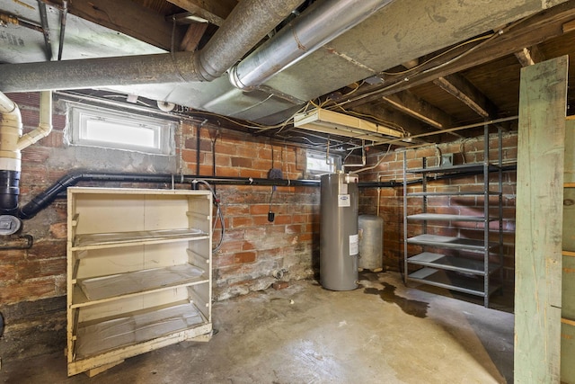 basement featuring water heater