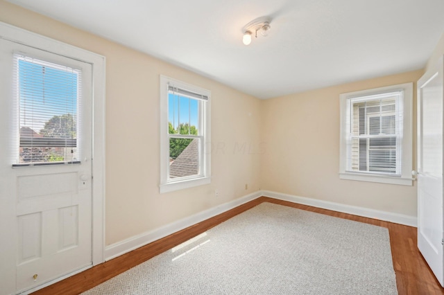 unfurnished room featuring hardwood / wood-style floors and a healthy amount of sunlight