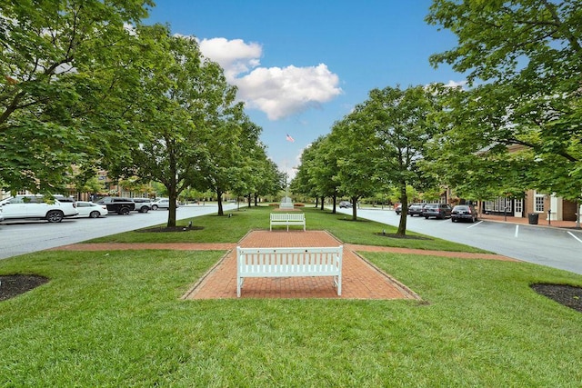 view of home's community featuring a lawn