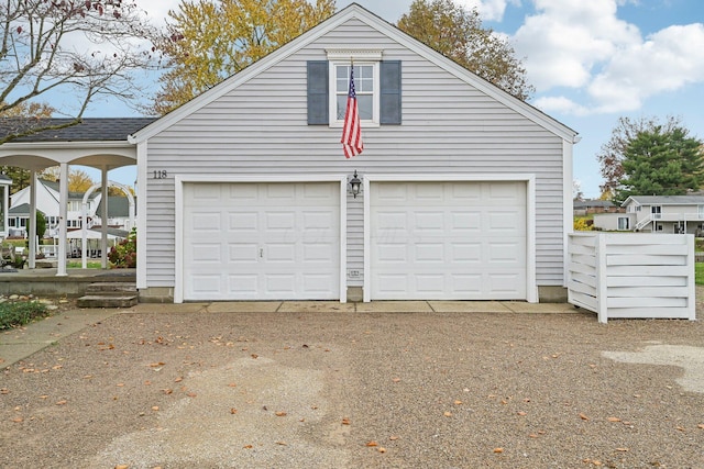 view of garage