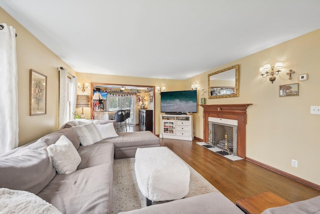 living room with hardwood / wood-style flooring