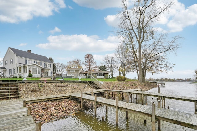 dock area featuring a water view