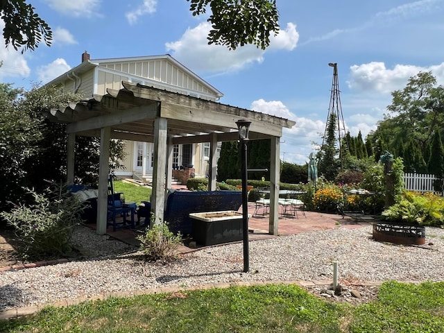 view of community featuring a patio