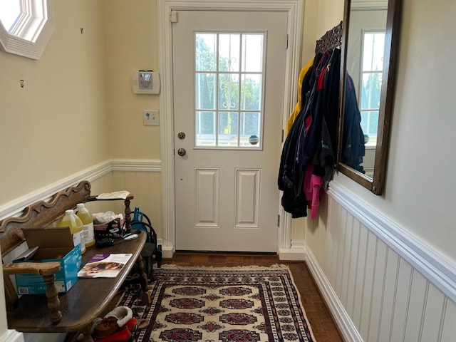 doorway to outside featuring dark hardwood / wood-style floors