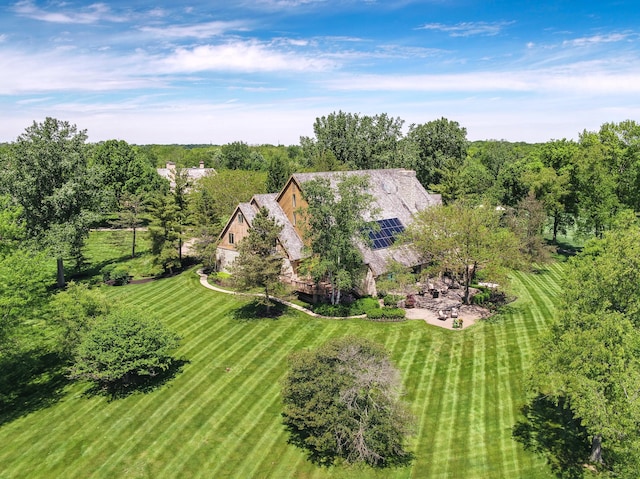 birds eye view of property featuring a rural view