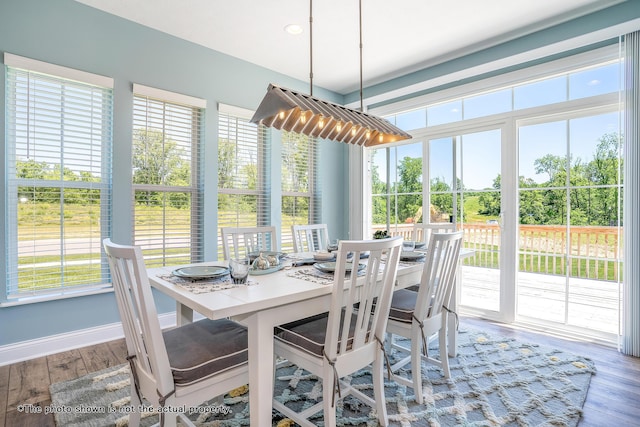 dining area with hardwood / wood-style floors