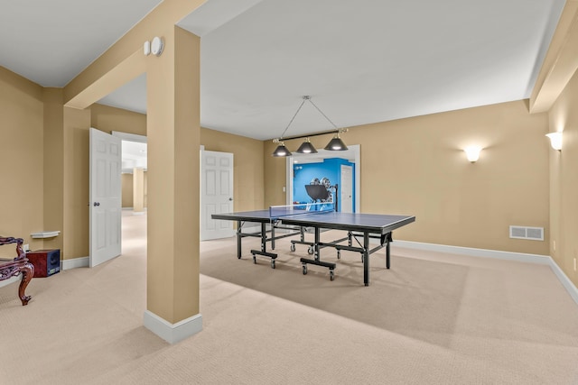 playroom with light colored carpet