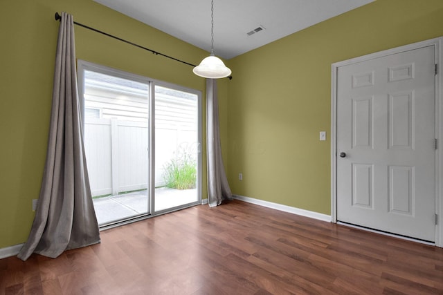 interior space with dark wood-type flooring