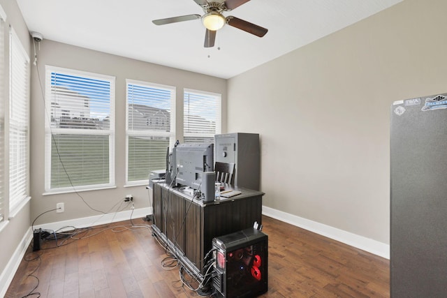667 Green Forest Pl, Lithopolis, OH 43136 - office with dark wood-style flooring, baseboards, and ceiling fan