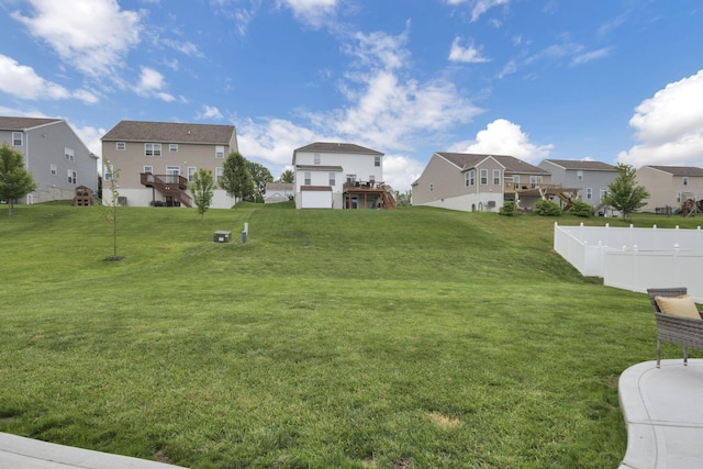 667 Green Forest Pl, Lithopolis, OH 43136 - view of yard featuring a residential view, stairs, and a wooden deck