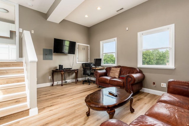 living room featuring light hardwood / wood-style floors