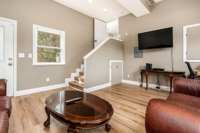 living room featuring light hardwood / wood-style floors