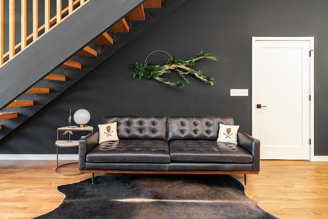 living room with hardwood / wood-style floors