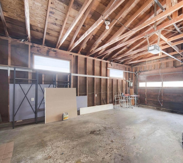 garage with a garage door opener