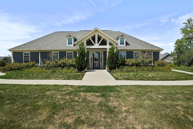 view of front of property with a front lawn