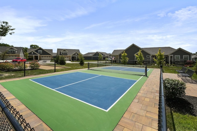 view of tennis court with basketball court