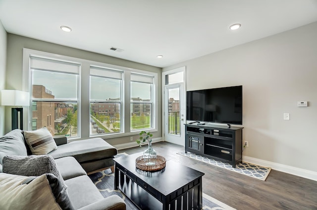 living room featuring hardwood / wood-style floors