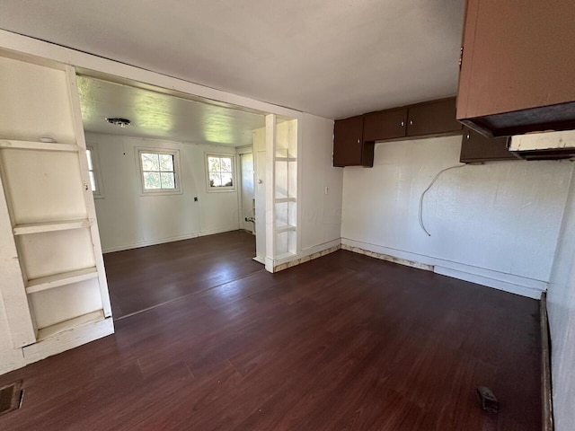 unfurnished living room with dark hardwood / wood-style floors