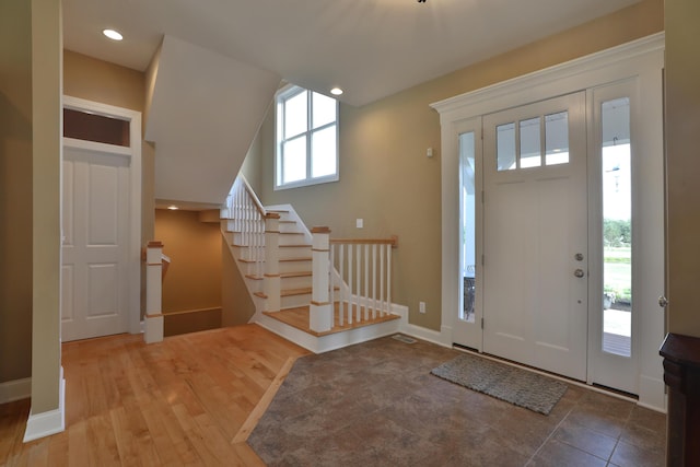 foyer with hardwood / wood-style flooring