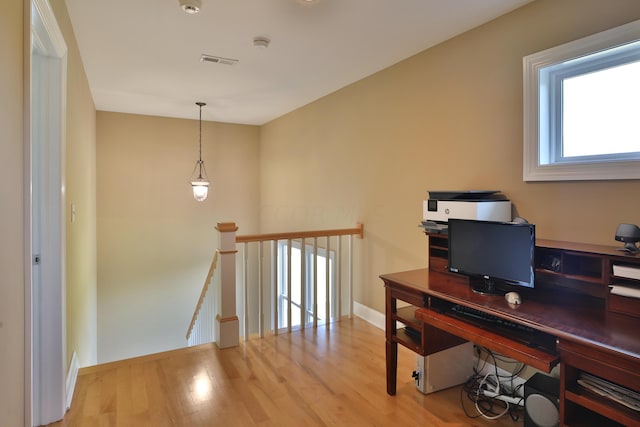 office space featuring light hardwood / wood-style flooring