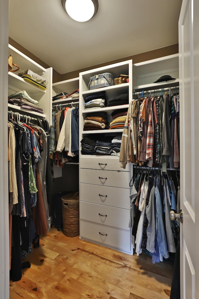 walk in closet featuring light wood-type flooring