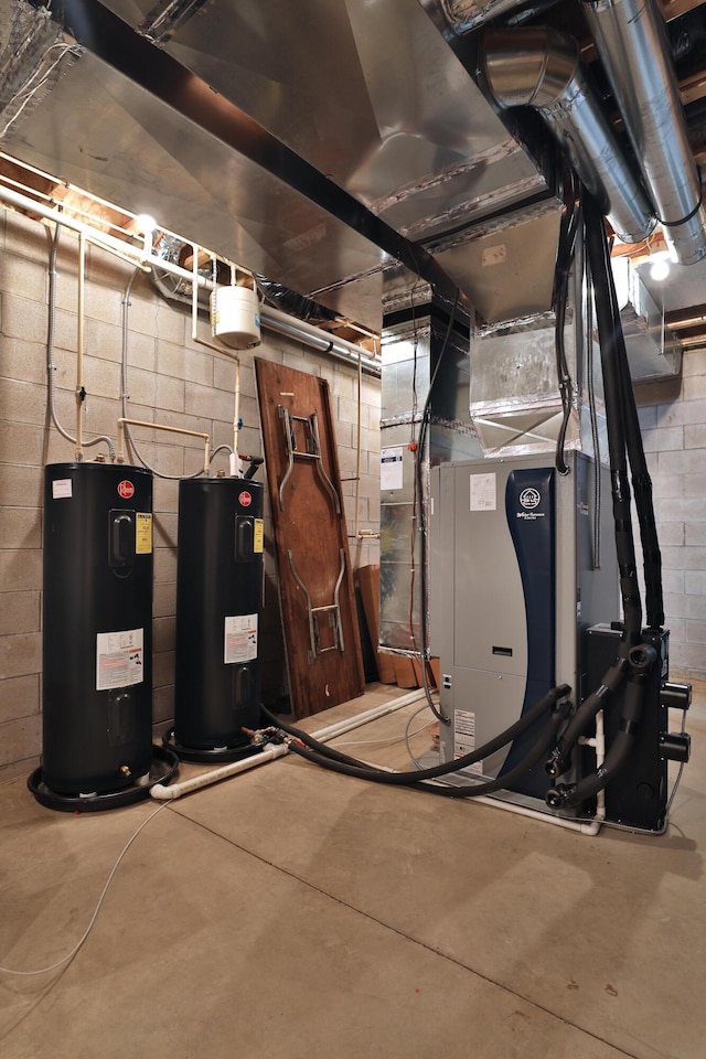 utility room with electric water heater