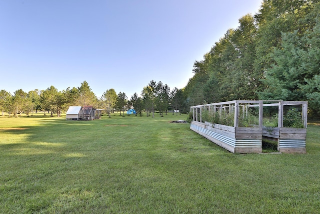 view of yard featuring an outbuilding