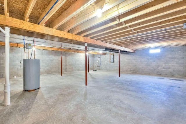 basement with water heater