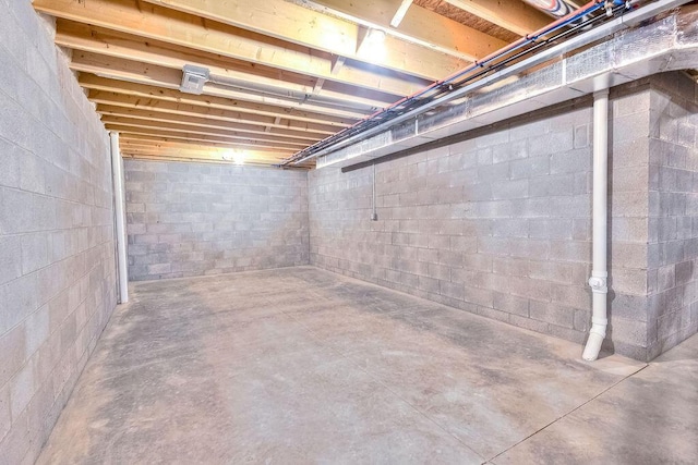 view of unfinished basement