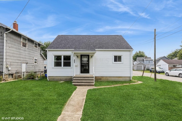 bungalow with a front lawn