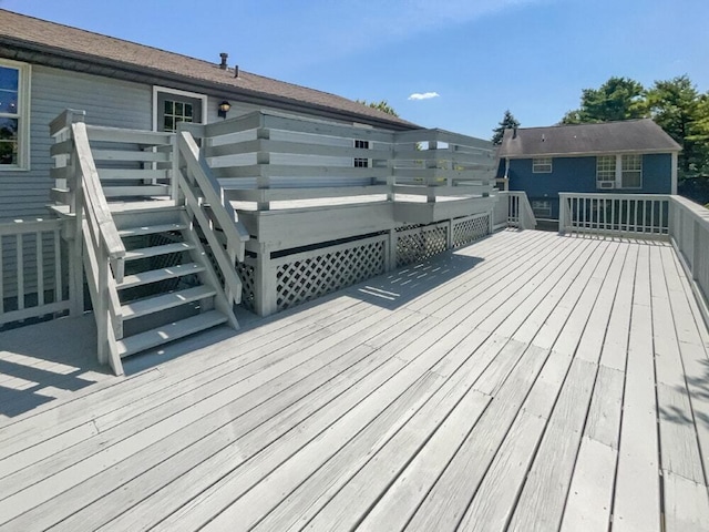 wooden terrace with central air condition unit