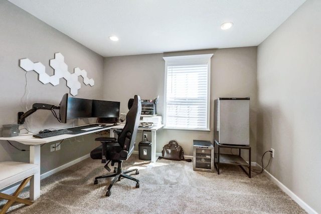 view of carpeted home office