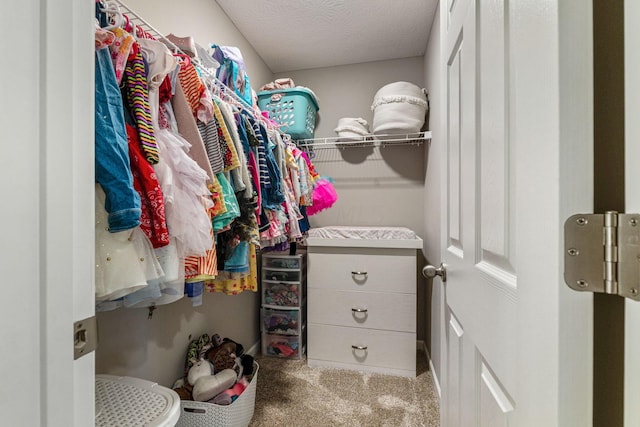 spacious closet with carpet flooring