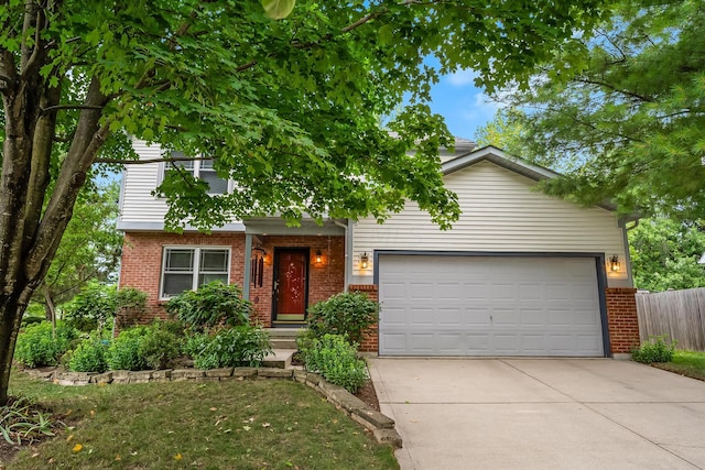 view of front of property with a garage