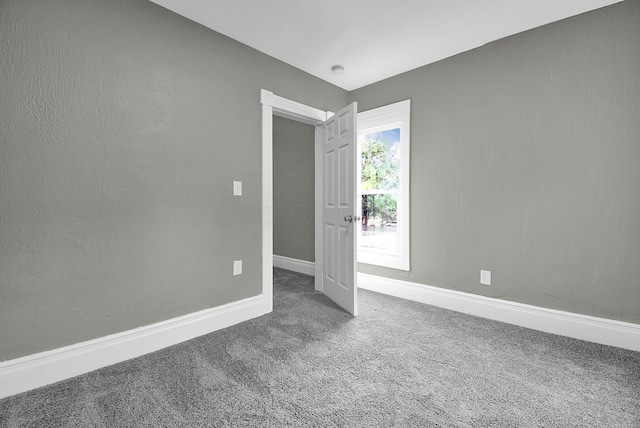 spare room featuring baseboards and carpet floors