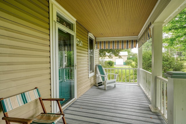 deck featuring a porch