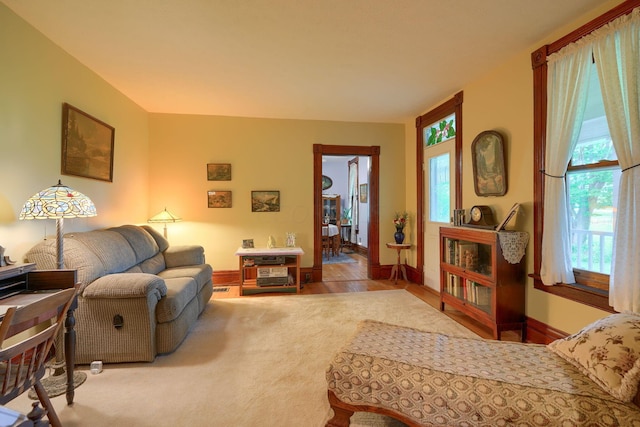 living room with hardwood / wood-style flooring