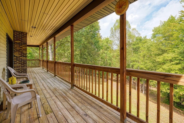 wooden terrace featuring a porch