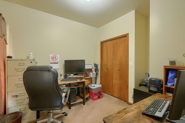 view of carpeted office space