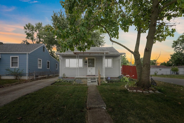 bungalow with a lawn