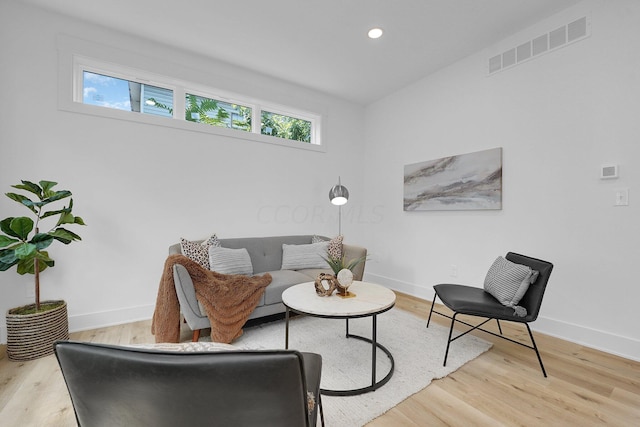 living room with light wood-type flooring