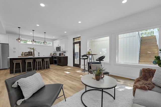 living room featuring light hardwood / wood-style floors