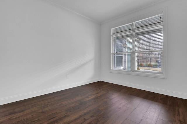 spare room featuring crown molding and wood-type flooring