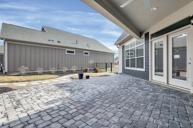 view of patio with ceiling fan